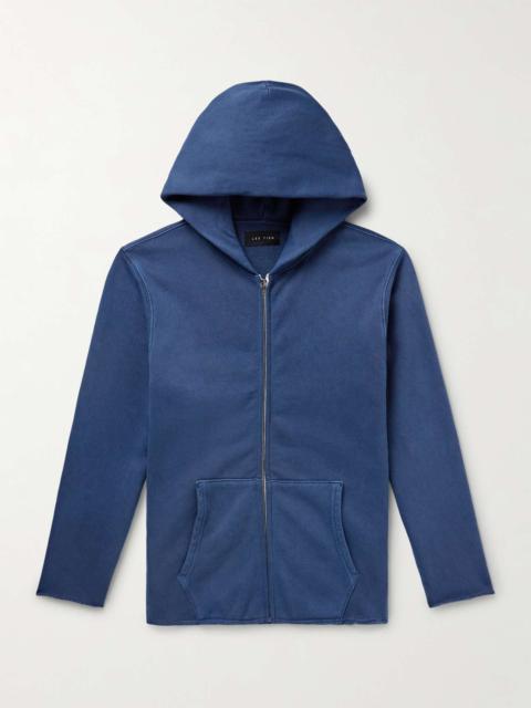 LES TIEN Garment-Dyed Distressed Cotton-Jersey Zip-Up Hoodie