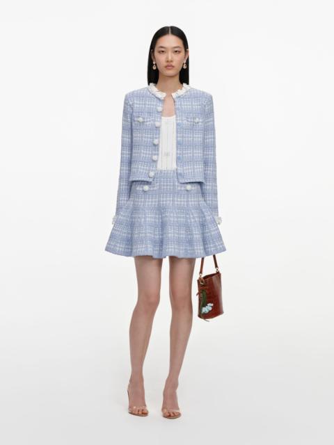 self-portrait Blue Check Knit Mini Skirt