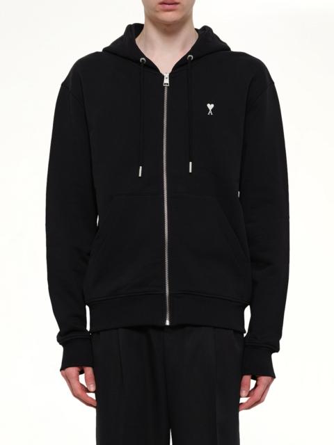 AMI Paris Contrasted ADC Zip Hoodie in Black