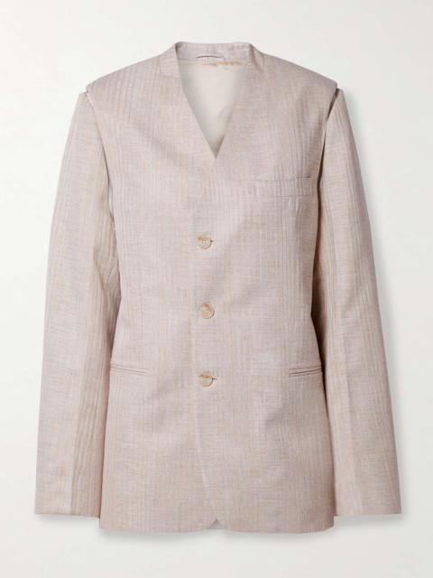 + NET SUSTAIN Lorca convertible embroidered pinstriped linen-blend blazer