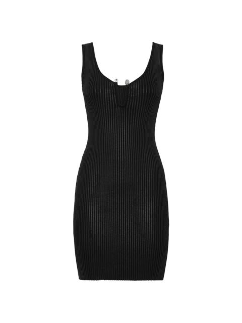 PHILIPP PLEIN coated ribbed-knit minidress
