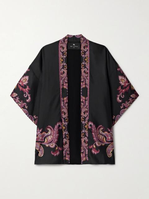 Etro Printed silk-twill shirt Black