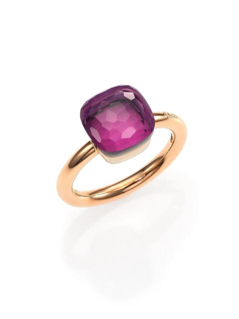Pomellato Women's Nudo 18K Rose Gold & Amethyst Petite Square Ring - Rose Gold