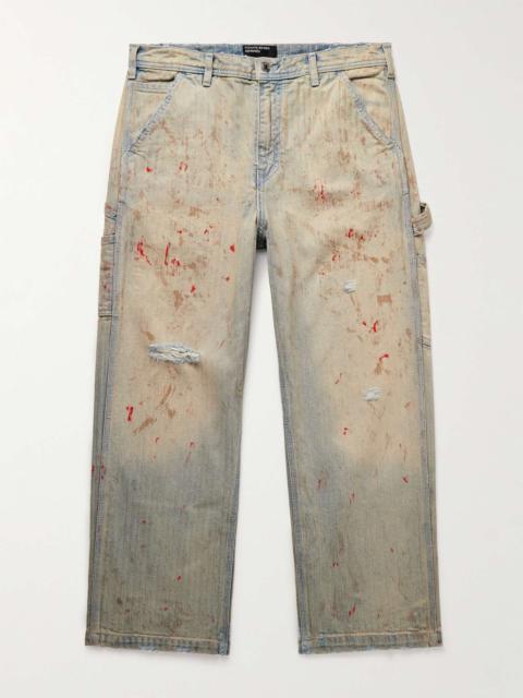 Enfants Riches Déprimés Straight-Leg Paint-Splattered Distressed Herringbone Jeans