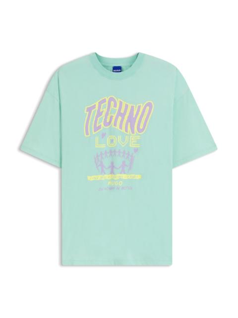 HUGO COTTON-JERSEY T-SHIRT WITH PRINTED ARTWORK