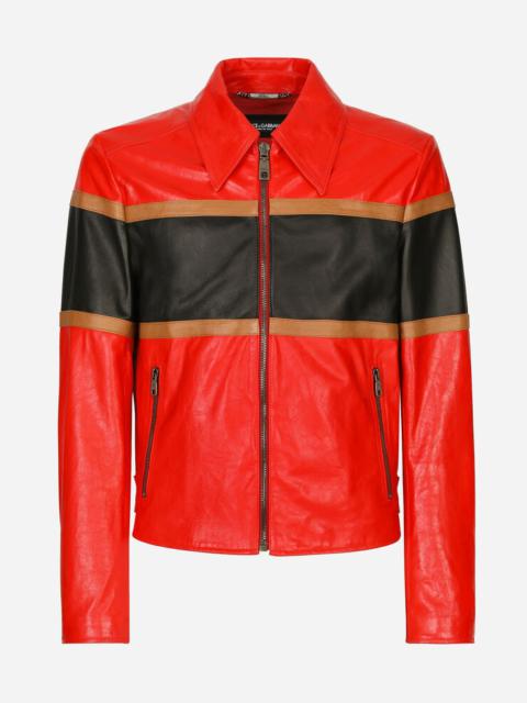 Dolce & Gabbana Leather jacket with contrasting inserts