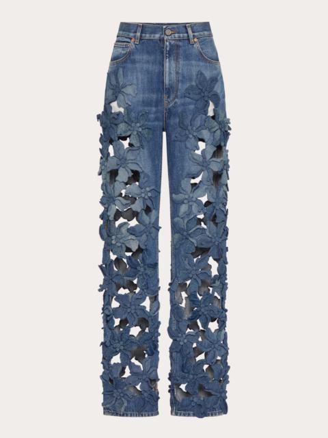 Valentino EMBROIDERED MEDIUM BLUE DENIM PANTS