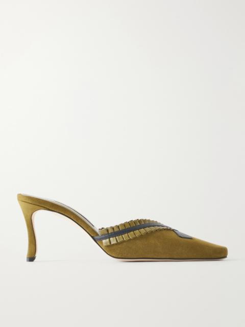 Manolo Blahnik Voluptia 70 Embellished Suede Mules