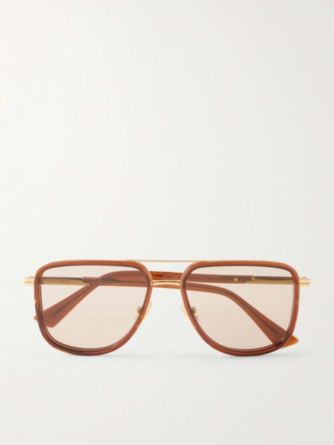 Bottega Veneta Aviator-Style Gold-Tone and Acetate Sunglasses