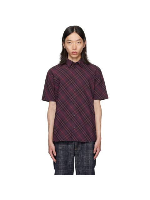 Burberry Purple Robert Check Short Sleeve Shirt