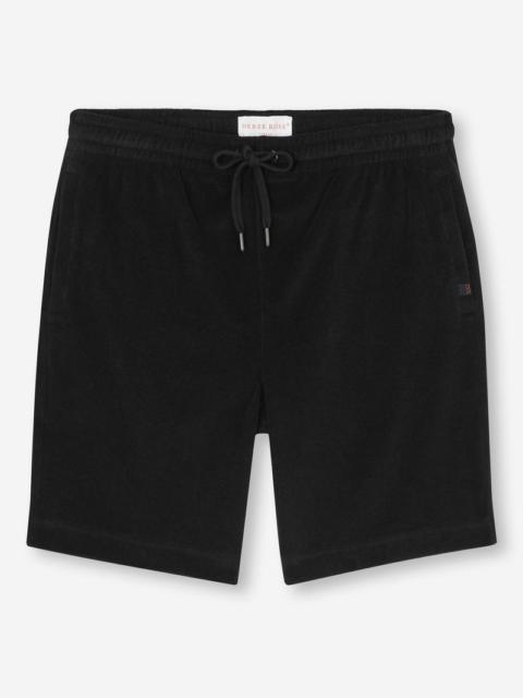 Derek Rose Men's Towelling Shorts Isaac Terry Cotton Black