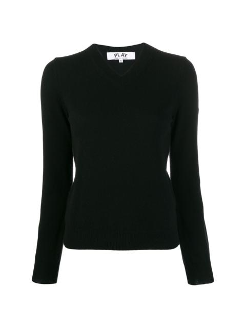 Comme des Garçons PLAY WOMENS V-NECK PULLOVER RED HEART - BLACK