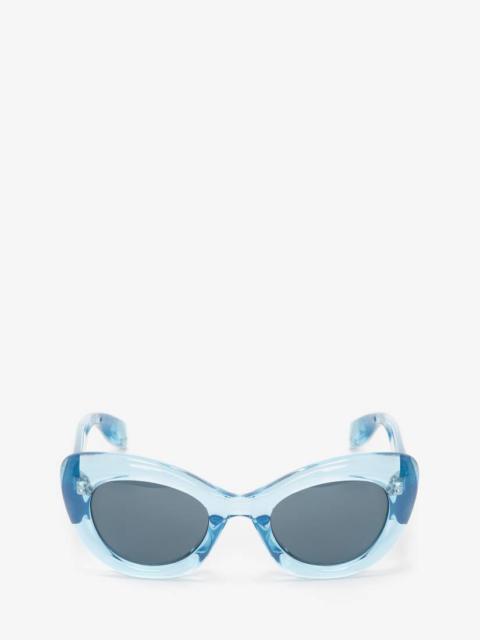 Alexander McQueen Women's The Curve Cat-eye Sunglasses in Light Blue