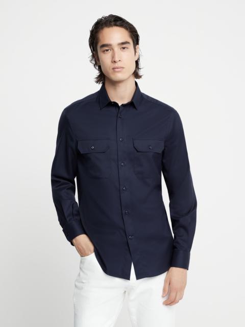 Twill easy fit shirt with chest pockets