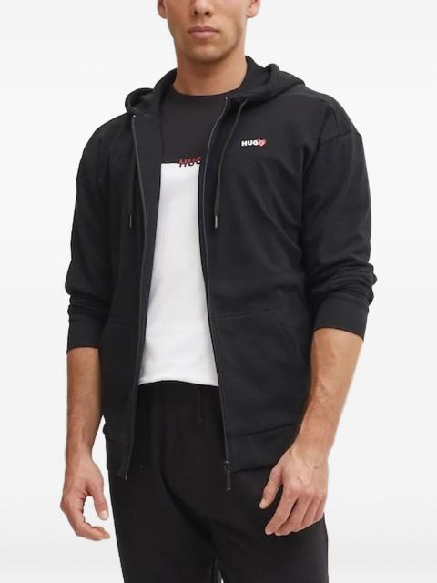 HUGO logo-print zip-up hoodie