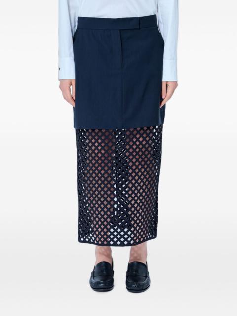 Max Mara cut-out overlay woold midi skirt