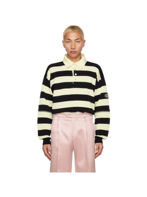 GUCCI White & Black Detachable Sleeve Polo