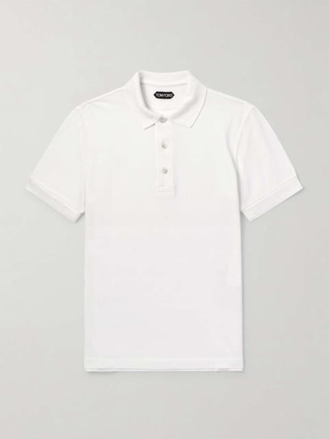 Slim-Fit Lyocell and Cotton-Blend Piqué Polo Shirt
