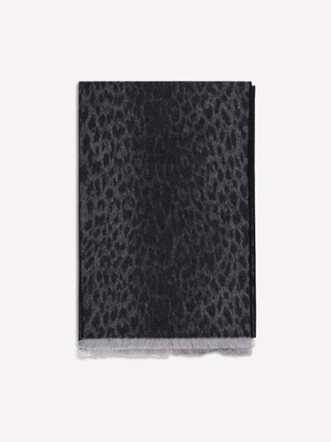 GUCCI Leopard-print wool Scarf with monogram