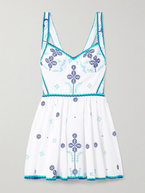 Charo Ruiz Moli Shirred Broderie Anglaise Cotton-blend Mini Dress
