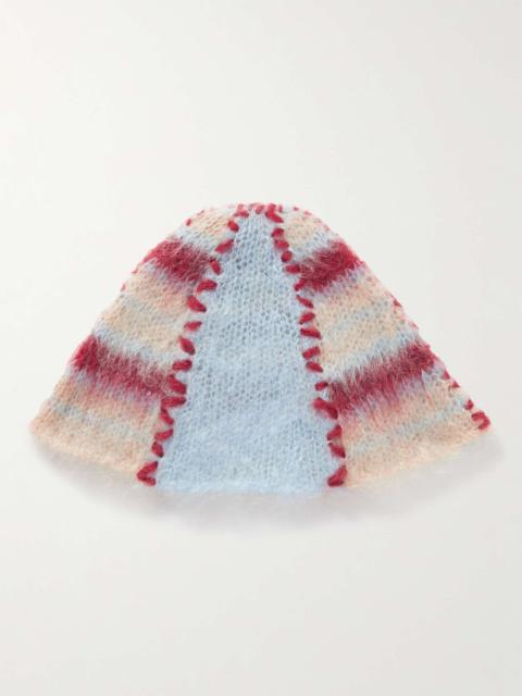 Brushed Striped Mohair-Blend Bucket Hat
