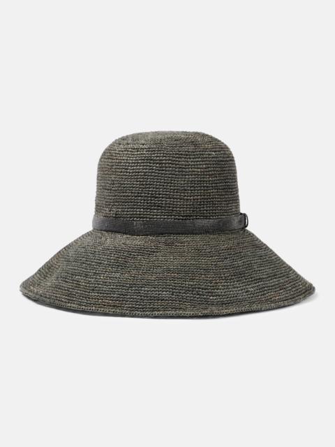 Monili-embellished straw sun hat