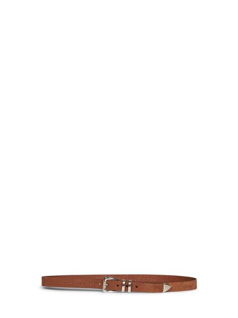 Brunello Cucinelli Brown reversed calfskin leather belt