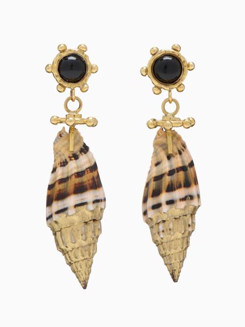 ULLA JOHNSON Leiro Black Onyx & Gold Dipped Shell Dro