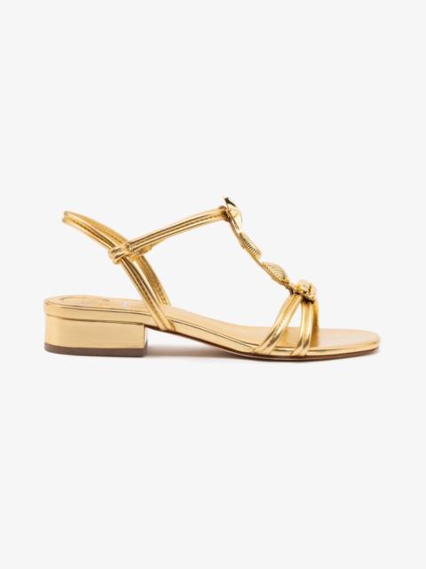 Larroudé Shelly Flat Sandal In Gold Metallic Leather
