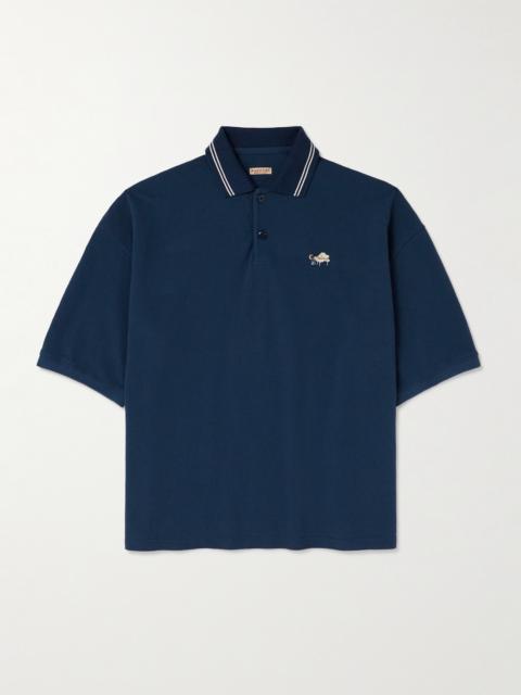 Kapital Box Striped Embroidered Cotton-Piqué Polo Shirt