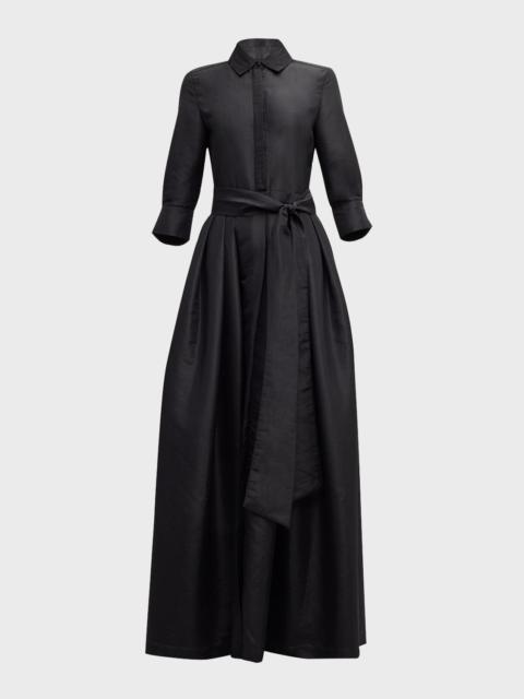 SIMKHAI Julip Pleated 3/4-Sleeve Shirt Gown