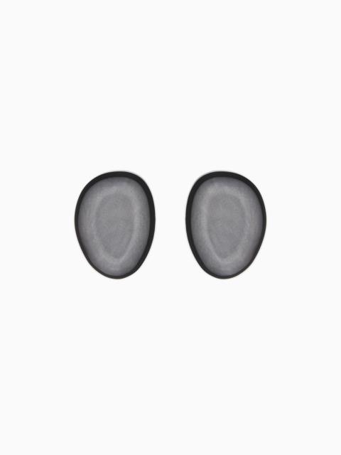 EMPORIO ARMANI GLOSSY OVAL EARRINGS WITH MIRROR EFFECT