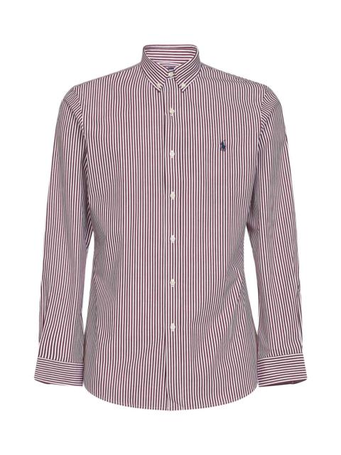 Polo Ralph Lauren Burgundy and white striped slim-fit Oxford shirt