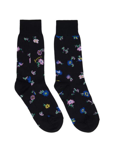 Black Floral Socks