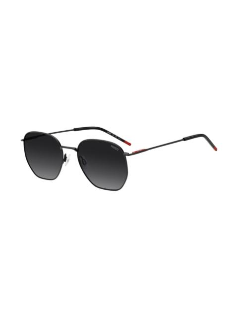 HUGO MATTE-BLACK SUNGLASSES IN STAINLESS STEEL WITH RED DETAILS