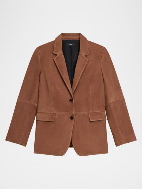Theory Single-Breasted Suede Blazer