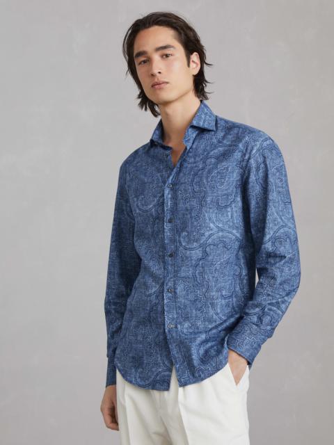 Paisley slim fit shirt with spread collar