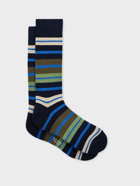 Paul Smith Navy Blue Multistripe Socks