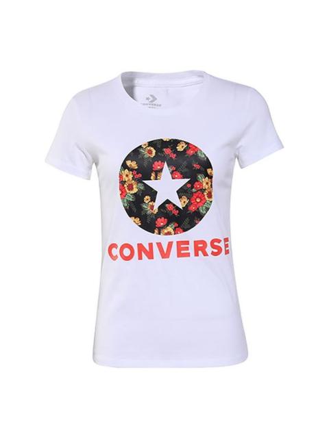 Converse (WMNS) Converse Flowers Printing Short Sleeve White 10017396-A02