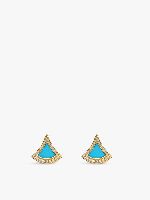 BVLGARI Divas' Dream 18ct yellow-gold, 0.10ct diamond and turquoise&nbsp;earrings