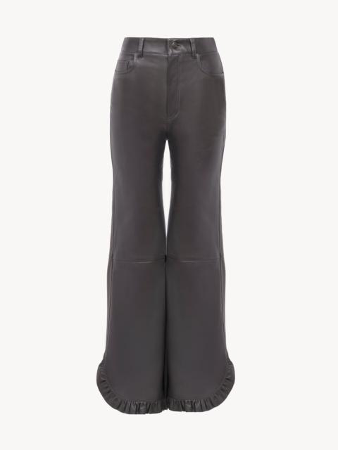 Chloé RUFFLED FLARED PANTS IN LEATHER