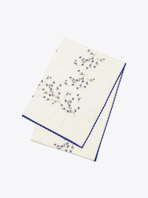 TORY BURCH Jolie Fleur Embroidered Square Tablecloth