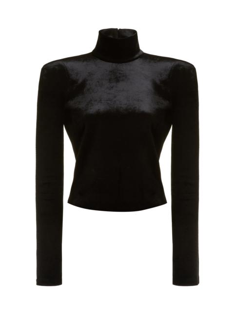BALENCIAGA Velvet Turtleneck Bodysuit black