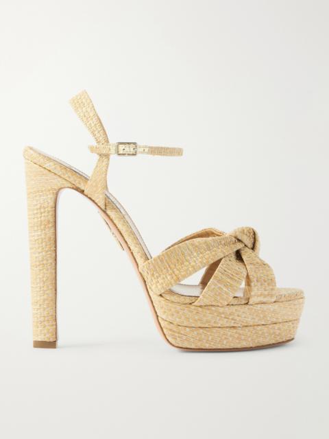 AQUAZZURA Nina 130 Raffia Platform Sandals