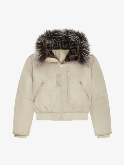 CROPPED BOMBER JACKET WITH 4G FUR HOOD