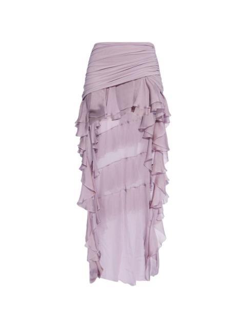 Blumarine ruffled silk mini skirt