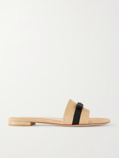 Gianvito Rossi Grosgrain-trimmed Raffia Slides