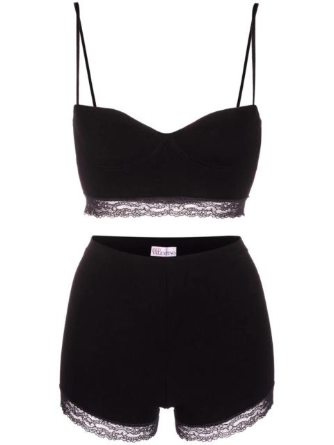 REDValentino floral-lace bandeau top and shorts set