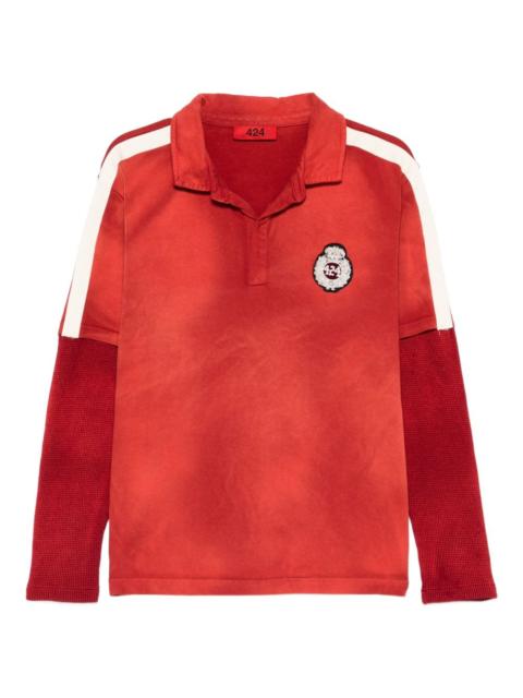 424 stripe-side logo-patch polo shirt