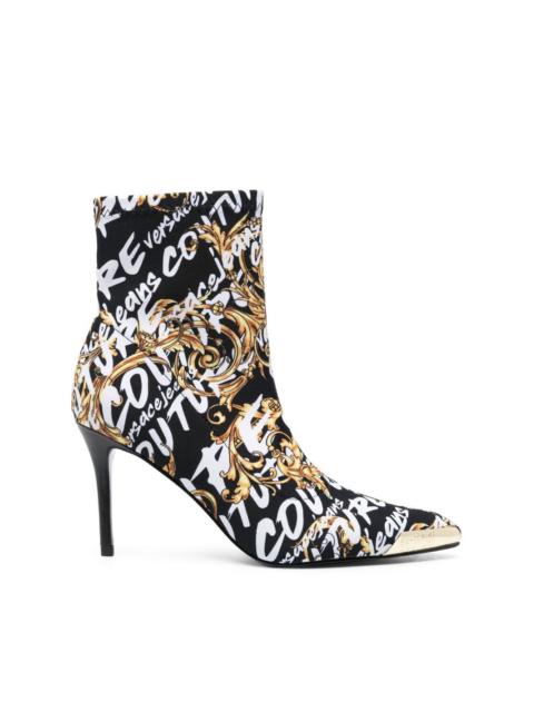 baroque-print pointed boots